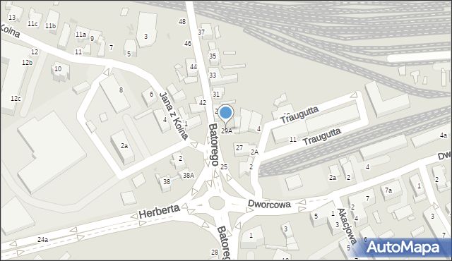 Zielona Góra, Stefana Batorego, 29A, mapa Zielona Góra