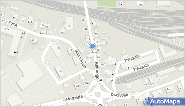 Zielona Góra, Stefana Batorego, 42, mapa Zielona Góra