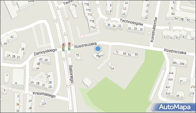 Zielona Góra, Stefana Batorego, 75a, mapa Zielona Góra