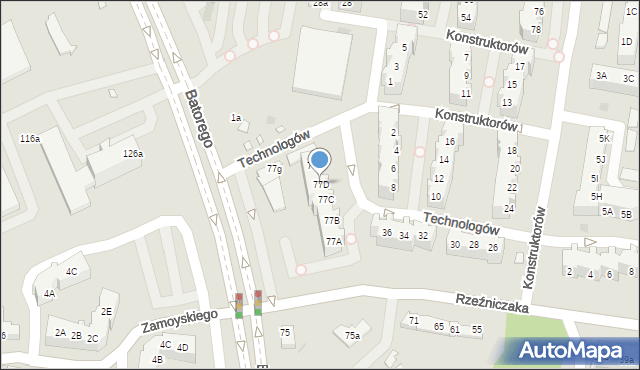 Zielona Góra, Stefana Batorego, 77D, mapa Zielona Góra
