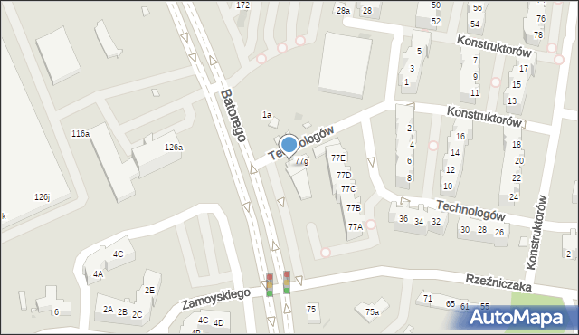 Zielona Góra, Stefana Batorego, 79a, mapa Zielona Góra