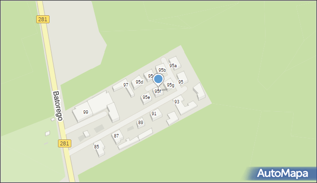 Zielona Góra, Stefana Batorego, 95f, mapa Zielona Góra