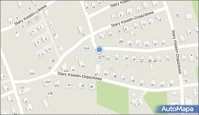 Zielona Góra, Stary Kisielin-Dojazdowa, 22, mapa Zielona Góra