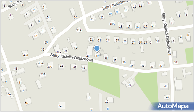 Zielona Góra, Stary Kisielin-Dojazdowa, 39, mapa Zielona Góra