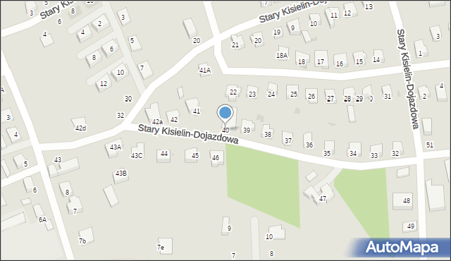 Zielona Góra, Stary Kisielin-Dojazdowa, 40, mapa Zielona Góra
