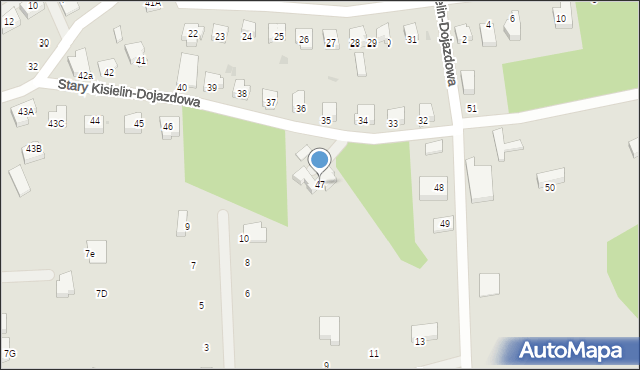 Zielona Góra, Stary Kisielin-Dojazdowa, 47, mapa Zielona Góra