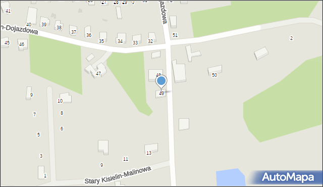 Zielona Góra, Stary Kisielin-Dojazdowa, 49, mapa Zielona Góra
