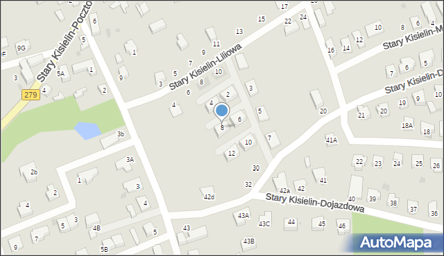 Zielona Góra, Stary Kisielin-Liliowe Wzgórze, 8, mapa Zielona Góra