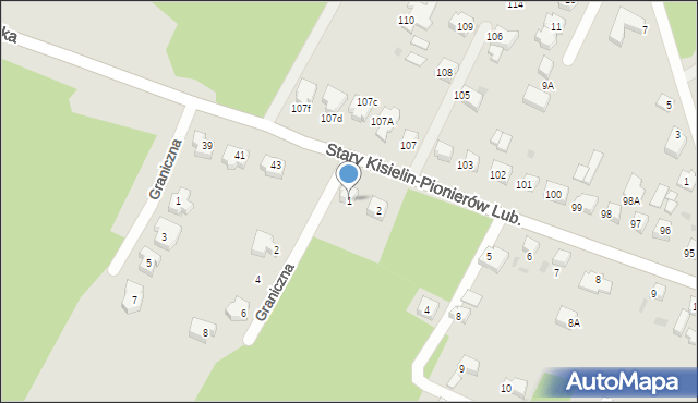 Zielona Góra, Stary Kisielin-Pionierów Lub., 1, mapa Zielona Góra