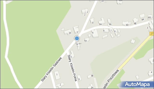 Zielona Góra, Stary Kisielin-Sadowa, 4, mapa Zielona Góra