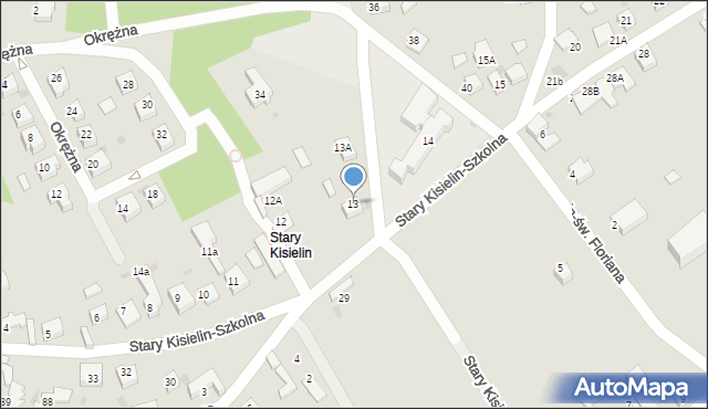 Zielona Góra, Stary Kisielin-Szkolna, 13, mapa Zielona Góra