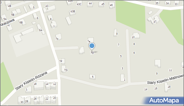 Zielona Góra, Stary Kisielin-Wiosenna, 7D, mapa Zielona Góra
