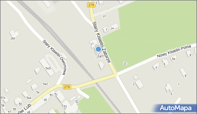 Zielona Góra, Stary Kisielin-Zatorze, 17A, mapa Zielona Góra