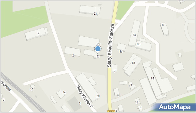 Zielona Góra, Stary Kisielin-Zatorze, 21, mapa Zielona Góra