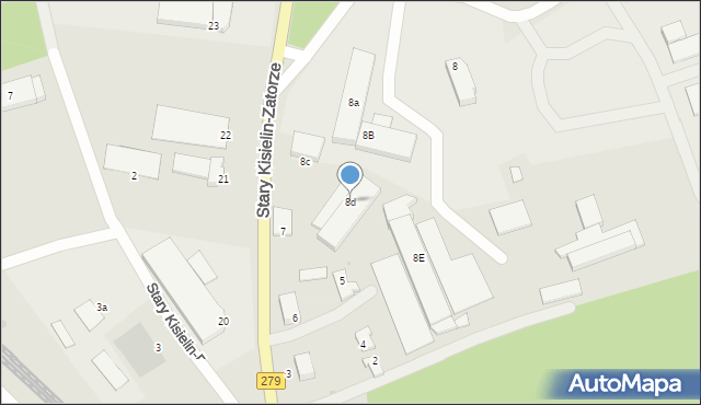 Zielona Góra, Stary Kisielin-Zatorze, 8d, mapa Zielona Góra