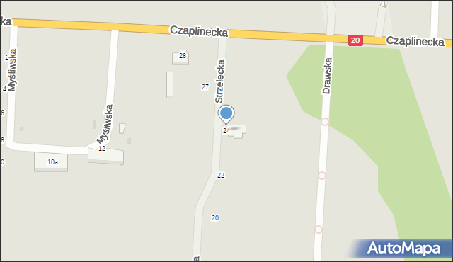 Złocieniec, Strzelecka, 24, mapa Złocieniec