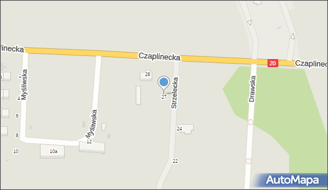 Złocieniec, Strzelecka, 27, mapa Złocieniec