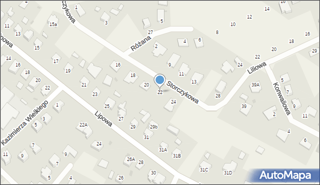 Złotoria, Storczykowa, 22, mapa Złotoria