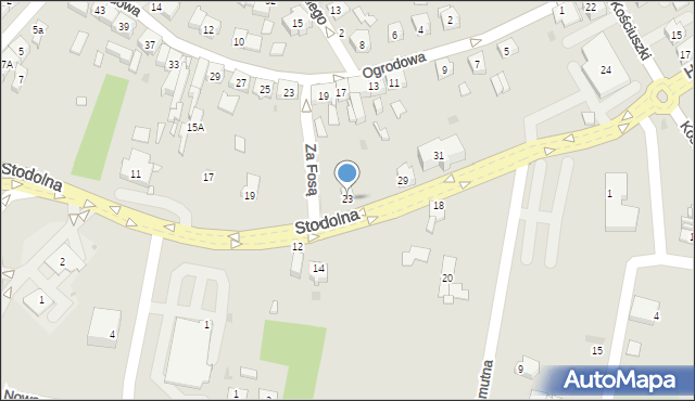 Żory, Stodolna, 23, mapa Żor