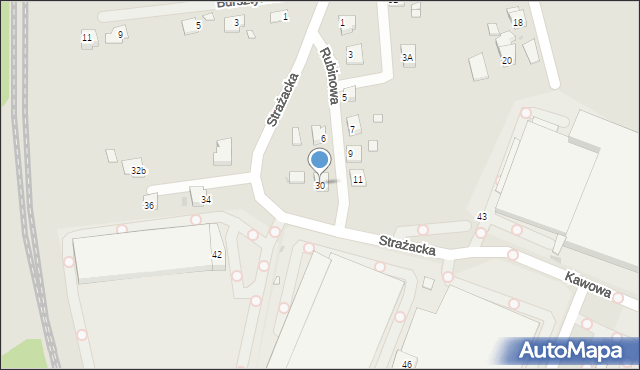 Żory, Strażacka, 30, mapa Żor