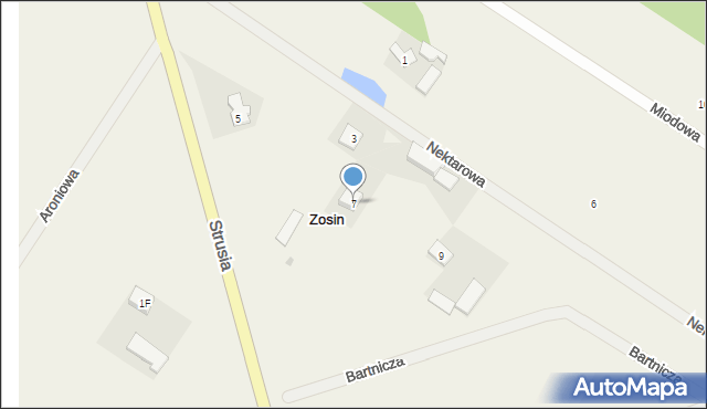 Zosin, Strusia, 7, mapa Zosin