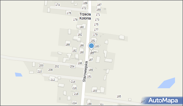 Żurada, Starowiejska, 185, mapa Żurada