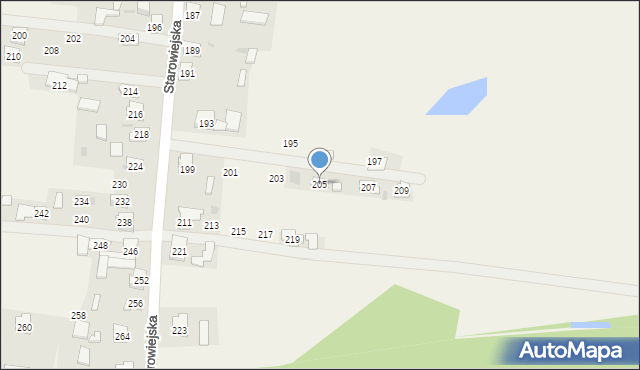 Żurada, Starowiejska, 205, mapa Żurada