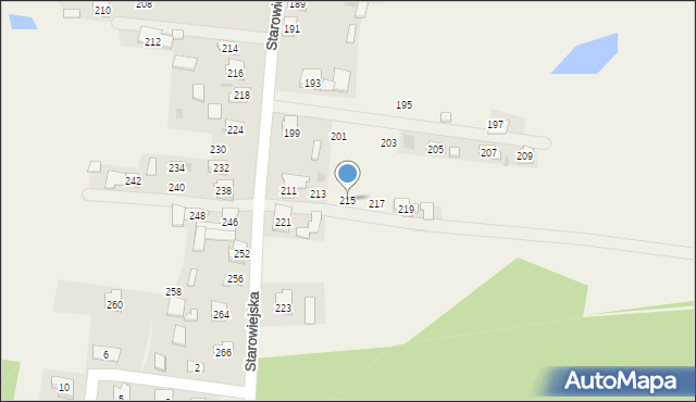 Żurada, Starowiejska, 215, mapa Żurada