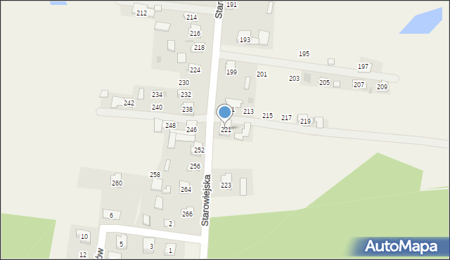 Żurada, Starowiejska, 221, mapa Żurada