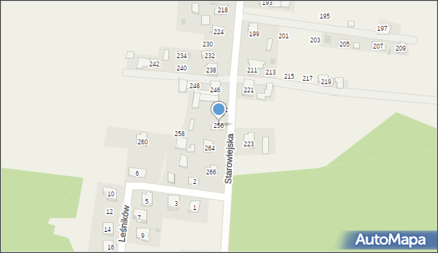 Żurada, Starowiejska, 256, mapa Żurada
