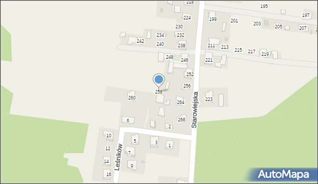 Żurada, Starowiejska, 258, mapa Żurada