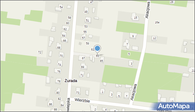 Żurada, Starowiejska, 63, mapa Żurada