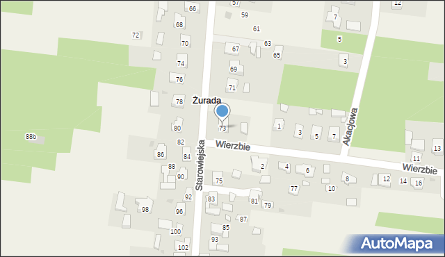 Żurada, Starowiejska, 73, mapa Żurada