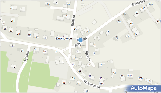 Zwonowice, Stodolska, 6, mapa Zwonowice
