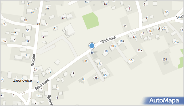Zwonowice, Stodolska, 8b, mapa Zwonowice