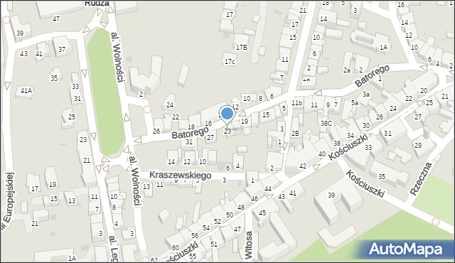 Żywiec, Stefana Batorego, 23, mapa Żywiec