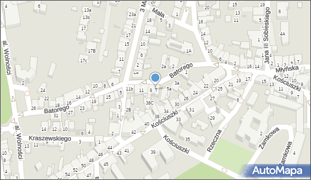 Żywiec, Stefana Batorego, 7, mapa Żywiec