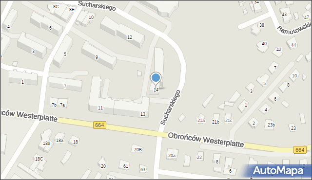 Augustów, Sucharskiego Henryka, mjr., 14, mapa Augustów