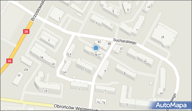 Augustów, Sucharskiego Henryka, mjr., 6, mapa Augustów