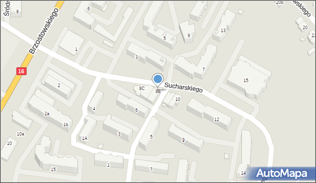 Augustów, Sucharskiego Henryka, mjr., 8E, mapa Augustów
