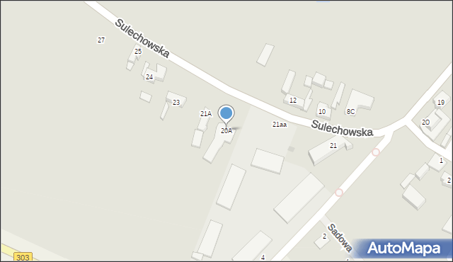 Babimost, Sulechowska, 20A, mapa Babimost