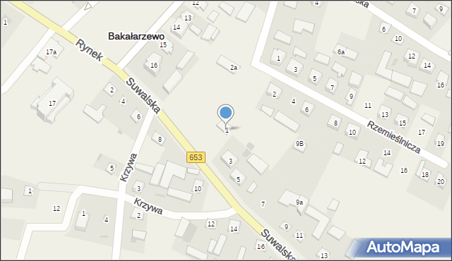 Bakałarzewo, Suwalska, 1, mapa Bakałarzewo