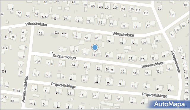 Białystok, Sucharskiego Henryka, mjr., 11, mapa Białegostoku