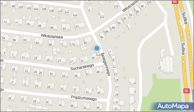 Białystok, Sucharskiego Henryka, mjr., 37, mapa Białegostoku