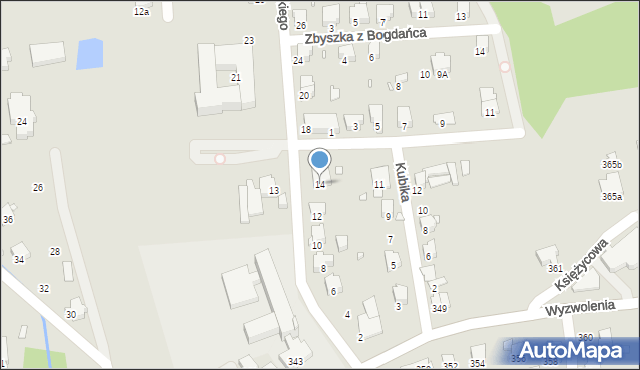 Bielsko-Biała, Sucharskiego Henryka, mjr., 14, mapa Bielsko-Białej