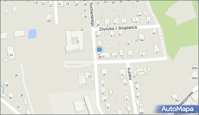 Bielsko-Biała, Sucharskiego Henryka, mjr., 18, mapa Bielsko-Białej