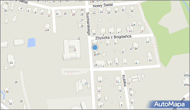 Bielsko-Biała, Sucharskiego Henryka, mjr., 20, mapa Bielsko-Białej