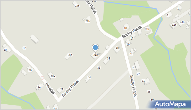 Bielsko-Biała, Suchy Potok, 24a, mapa Bielsko-Białej