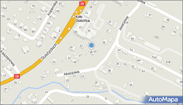 Boguchwała, Suszyckich, 41, mapa Boguchwała