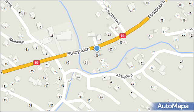 Boguchwała, Suszyckich, 59, mapa Boguchwała